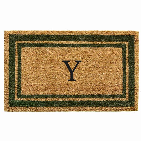 Monogram Door Mat, Natural, Sage Green, 24 in W x 36 in L